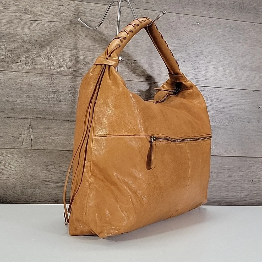 Large Vilenca Holland Tan Leather Shoulder Hobo Bag